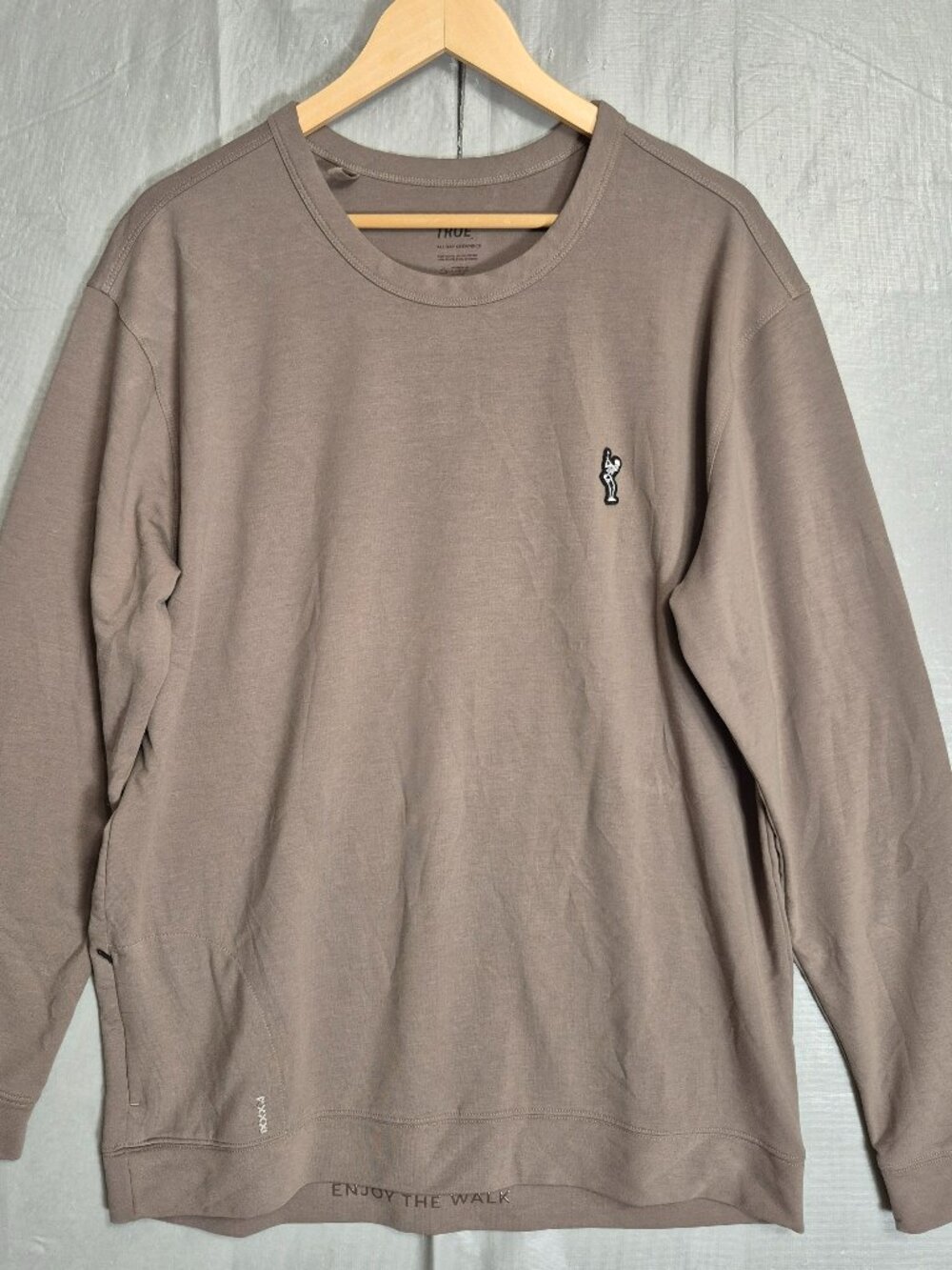 True Linkswear All Day Long Sleeve Crew Mens XL Tan Golf Skeleton Walking - 0670